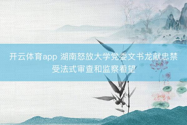 开云体育app 湖南怒放大学党委文书龙献忠禁受法式审查和监察看望