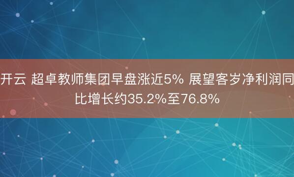 开云 超卓教师集团早盘涨近5% 展望客岁净利润同比增长约35.2%至76.8%