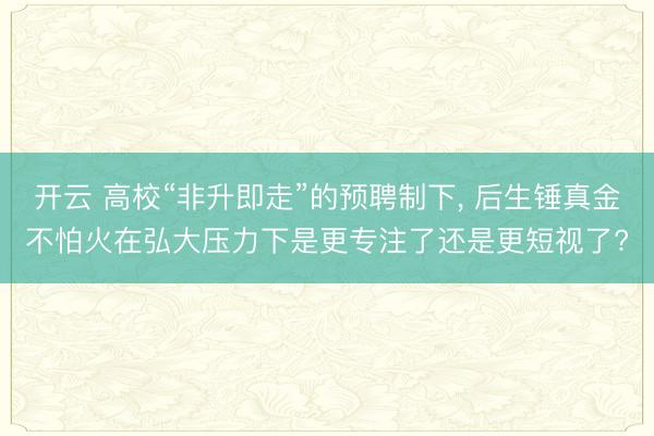开云 高校“非升即走”的预聘制下, 后生锤真金不怕火在弘大压力下是更专注了还是更短视了?