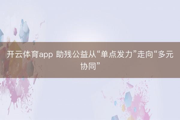 开云体育app 助残公益从“单点发力”走向“多元协同”