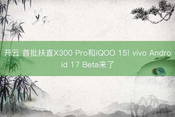 开云 首批扶直X300 Pro和iQOO 15! vivo Android 17 Beta来了