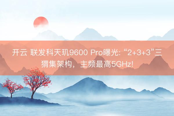 开云 联发科天玑9600 Pro曝光: “2+3+3”三猬集架构,主频最高5GHz!