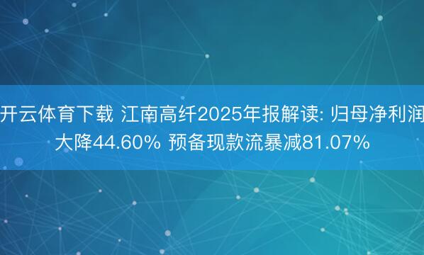 开云体育下载 江南高纤2025年报解读: 归母净利润大降44.60% 预备现款流暴减81.07%
