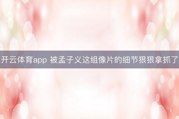 开云体育app 被孟子义这组像片的细节狠狠拿抓了