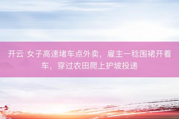 开云 女子高速堵车点外卖，雇主一稔围裙开着车，穿过农田爬上护坡投递