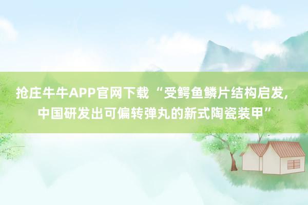 抢庄牛牛APP官网下载 “受鳄鱼鳞片结构启发, 中国研发出可偏转弹丸的新式陶瓷装甲”