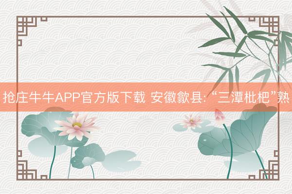 抢庄牛牛APP官方版下载 安徽歙县: “三潭枇杷”熟