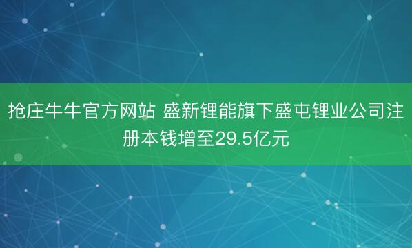 抢庄牛牛官方网站 盛新锂能旗下盛屯锂业公司注册本钱增至29.5亿元