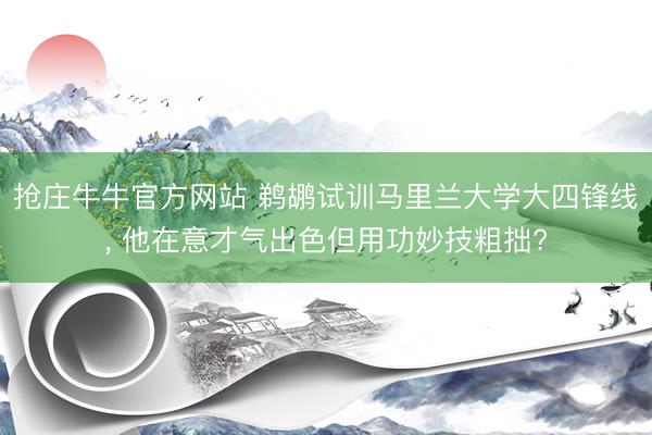 抢庄牛牛官方网站 鹈鹕试训马里兰大学大四锋线, 他在意才气出色但用功妙技粗拙?