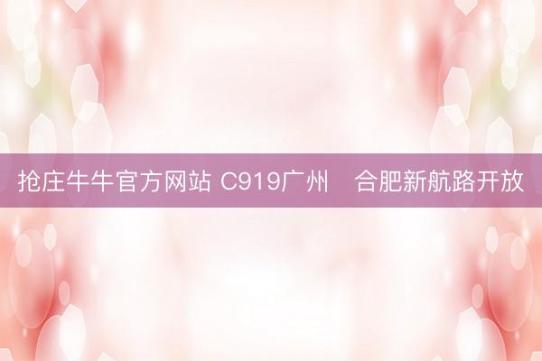 抢庄牛牛官方网站 C919广州⇌合肥新航路开放